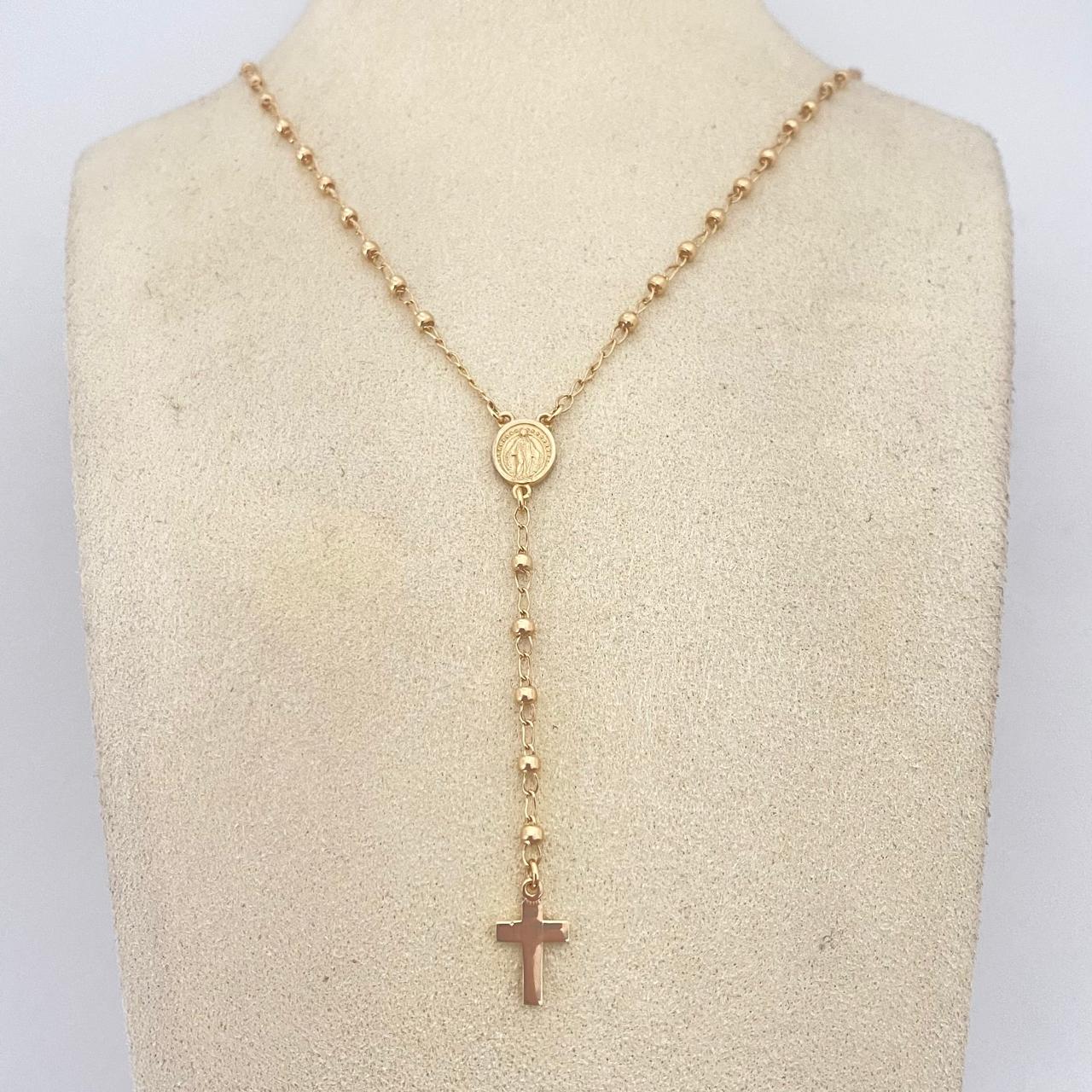 Rosario virgen milagrosa cruz cristo Oro amarillo 18k 4,00 Gr / 2,3 mm / 49 Cm Broche 0,30